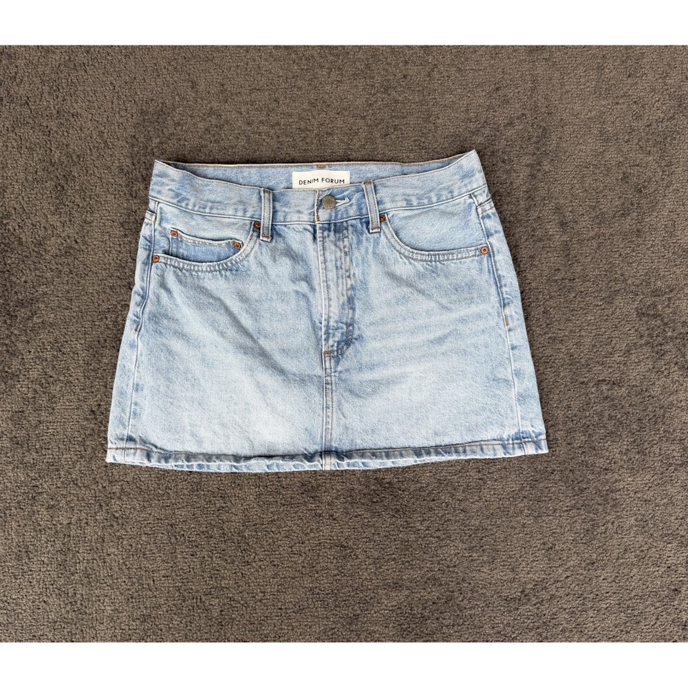 Denim Forum The 90s Ricci Skirt Light Wash Blue Denim Mini Skirt Size 27